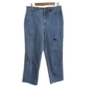 Gloria Vanderbilt Womens Medium Wash High Rise Straight DIY Distressed Jeans 12